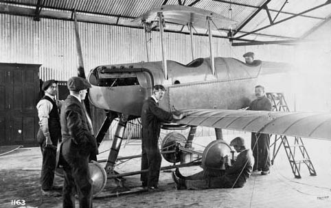 Erecting a Bristol Coanda BR7 biplane at night, Larkhill, 1913 (credit: BAE Systems)